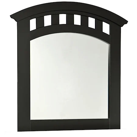 Panel Mirror with Arched Vertical Slatted Top